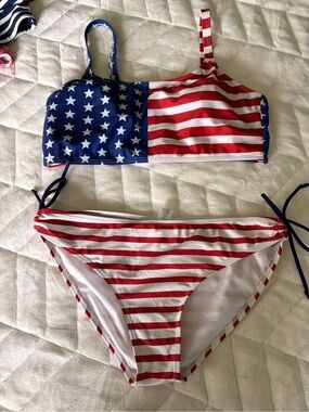 American Flag Two-Piece Bikini Top & Bottom - Stars & Stripes
